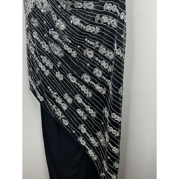 Mac Duggal 10880 One-Shoulder Cut Out Black Evening Gown Size 2 NWT Pearls Beads - Picture 6 of 12